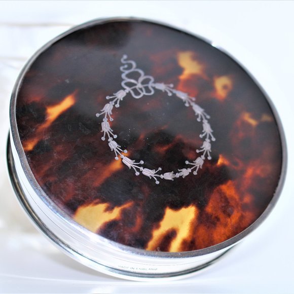 Vintage Tortoise & Sterling Vanity Jar - Picture 2 of 11